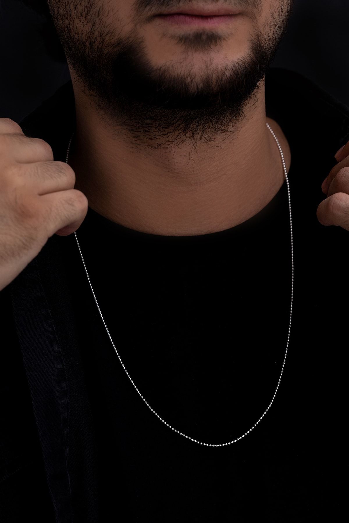 Vog 1,5mm Top Zincir Model 925 Ayar Gümüş Erkek Kadın Kolye Zincir