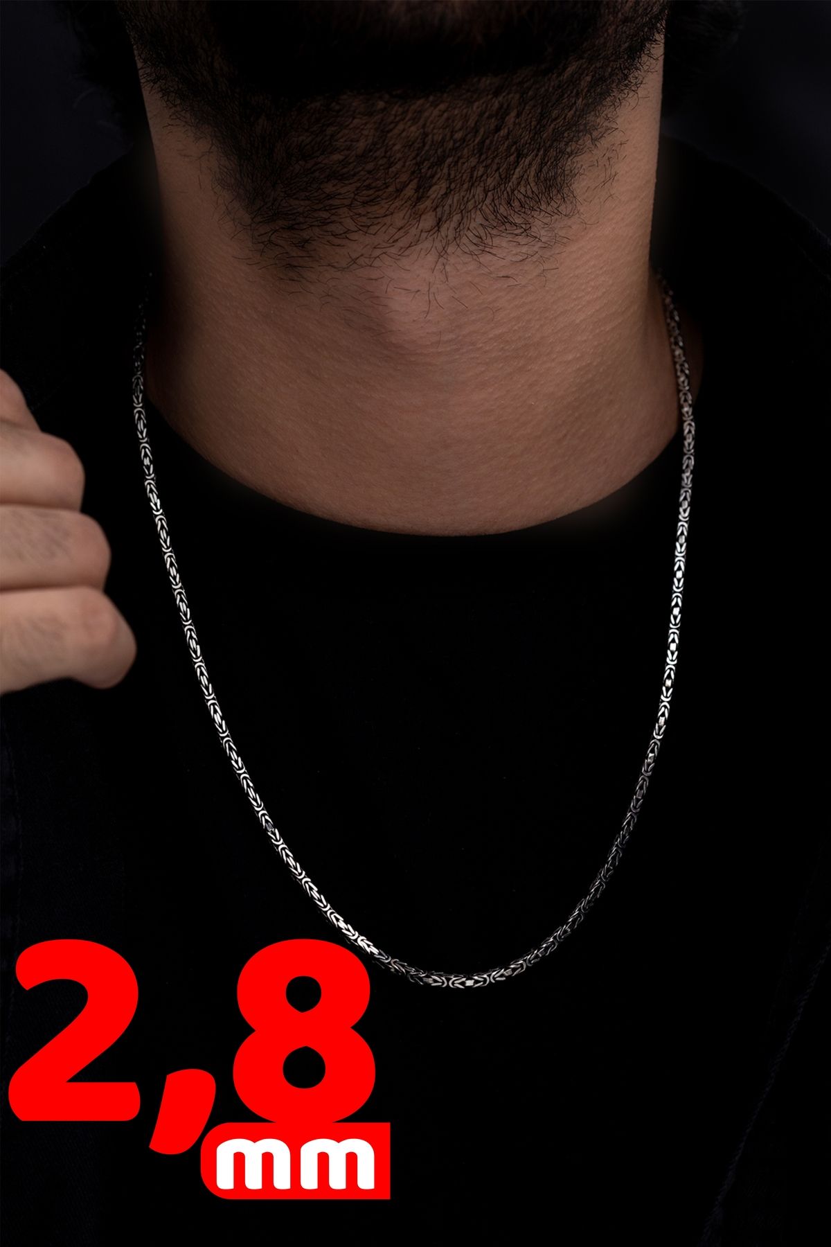 Erkek Gümüş Kolye - 2.8mm Kare Kral Model • Sevgiliye • Eşe • Babaya Zincir