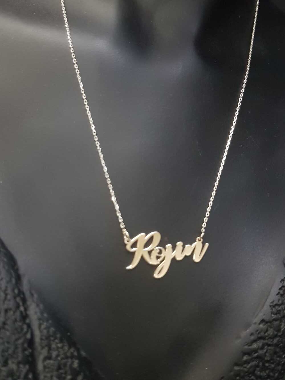 Vog Kişiye Özel Tasarım Rojin (1) Yazılı Isim Kolye 925 Ayar Gümüş Sevgiliye,Anneye,Arkadaşa Kolye