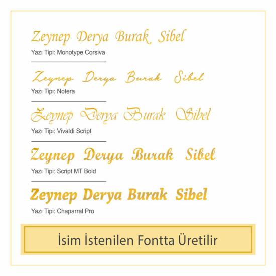 Vog Kişiye Özel 4’Lü Yan Kemik Kolye 925 Ayar Gümüş Sevgiliye,Anneye,Eşe,Arkadaşa Hediye Kolye