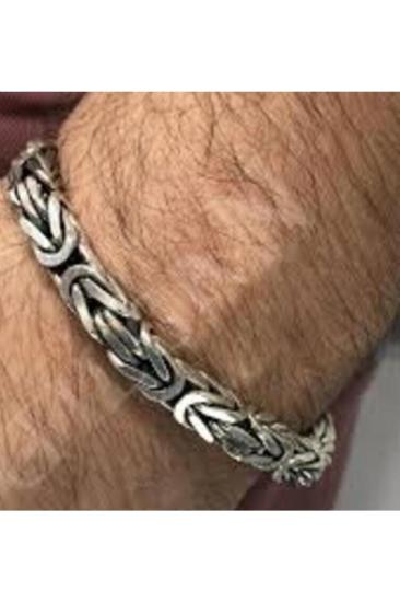 VOG 9mm Kare Model Erkek 925 Ayar Gümüş Kral Bileklik Künye  SARI,ROZE SEÇENEĞİ