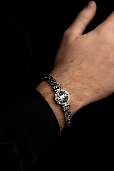 Vog Osmanlı Tuğrası İşlemeli Ortası Dönen Model 925 Ayar Gümüş Sevgiliye,Eşe,Babaya Bileklik