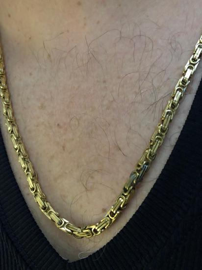 4.5mm Sarı Altın Kral Erkek Çelik Kolye • Işıklı Kutuda • Sevgiliye • Eşe • Babaya Kolye