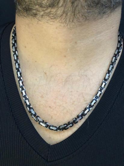 5mm Kral Erkek Çelik Siyah Beyaz Kolye • Işıklı Kutuda • Sevgiliye • Eşe • Babaya Kolye