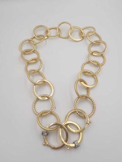 Vog İthal İtalyan Halka Tasarım Kilit Kısmı Taş Detay 925 Gümüş Sevgiliye,Anneye Hediye Kolye