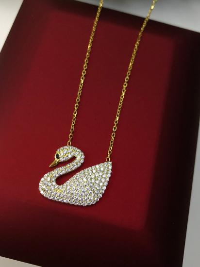 Kuğu Model 3 Zirconia Taşlı 925 Ayar Gümüş  Sevgiliye • Eşe • Anneye • Arkadaşa Kolye