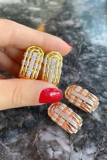 Serenay Secret Küpe • 18 K Rose Kaplama 925 Ayar Gümüş •Sevgiliye - Eşe - Arkadaşa Hediye Küpe