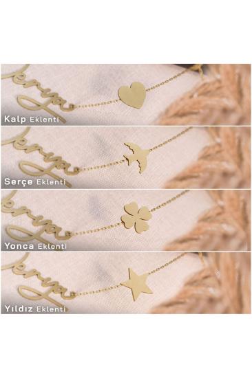 Vog Kişiye Özel İsim Kolye 14 Ayar (585) Yeşil Altın  Sevgiliye,Eşe,Anneye Hediye Kolye