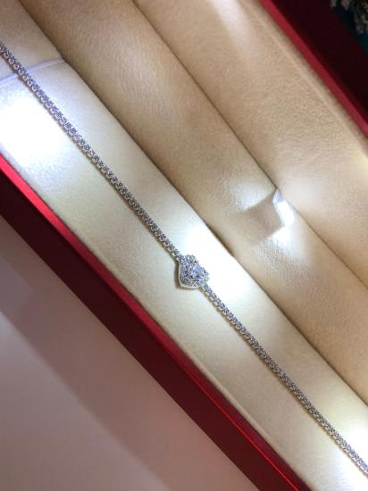 Kalp Model Beyaz Zirconia Taşlı Su Yolu 925 Ayar Gümüş Sevgiliye • Eşe • Anneye • Hediye Bileklik