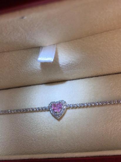 Kalp Model Pembe Zirconia Taşlı Su Yolu 925 Ayar Gümüş Sevgiliye • Eşe • Anneye • Hediye Bileklik