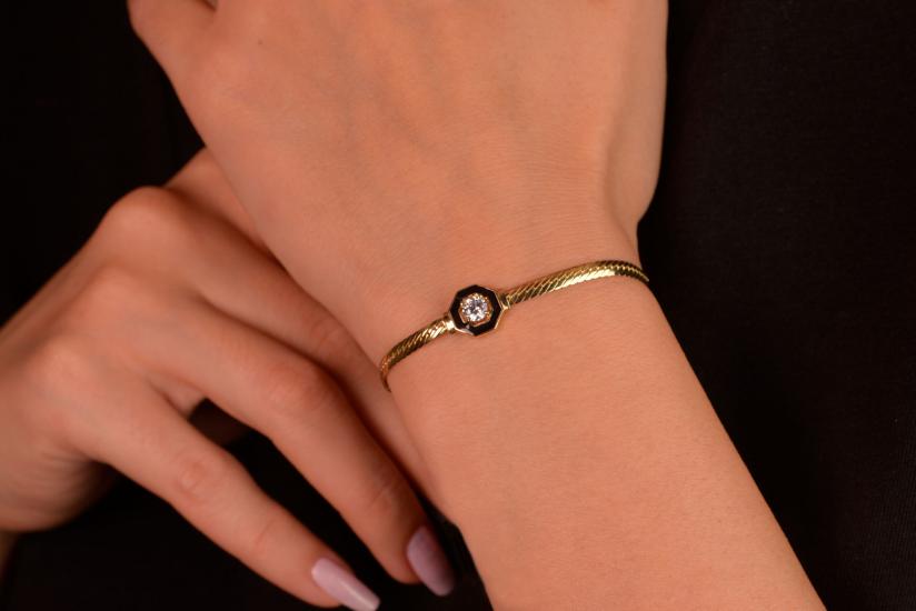 Vog 18 K Gold Kaplama 925 Ayar Gümüş Bileklik • Serenay Sarıkaya Bileklik • Çağla Bileklik