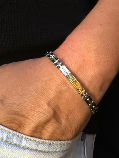 Erkek Çelik Bileklik -  Lüks Altın Tasarım İnce Şık Dizayn 1 Işıklı Kutuda Sevgiliye • Eşe