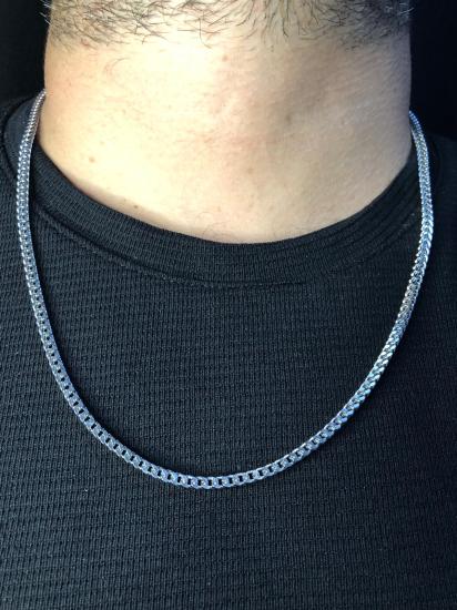 3mm Kare Kesim Model Erkek Çelik Kolye • Işıklı Kutuda Sevgiliye • Eşe • Babaya Hediye Çelik Kolye