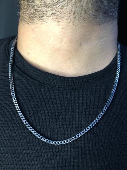 3mm Oksitli Kare Kesim Model Erkek Çelik Kolye • Işıklı Kutuda Sevgiliye • Eşe • Babaya Hediye Kolye