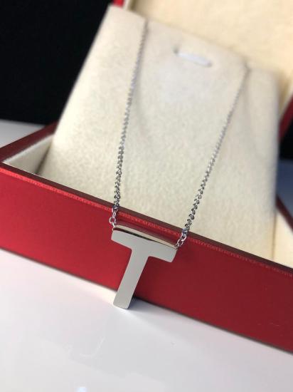 T Harfi Üç Boyutlu Beyaz Çelik Kadın Kolye Işıklı Kutuda • Sevgiliye • Eşe • Anneye • Arkadaşa Kolye