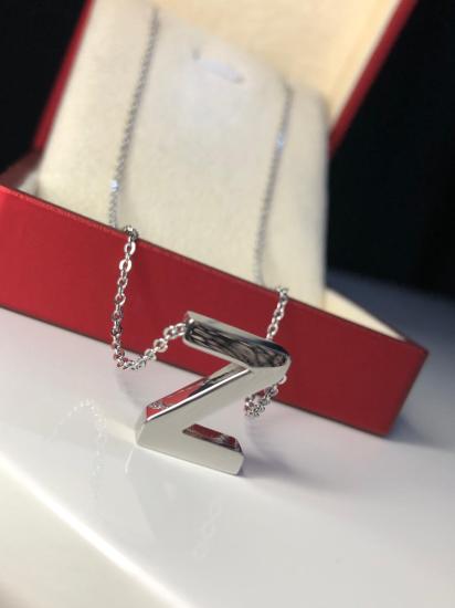 Z Harfi Üç Boyutlu Beyaz Çelik Kadın Kolye Işıklı Kutuda • Sevgiliye • Eşe • Anneye • Arkadaşa Kolye