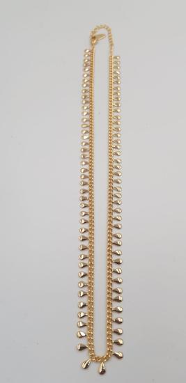 Vog Vıp Bijuteri 24 Ayar Kaplama Sıralı Sallanan Yağmur Damlaları Sarı Renk Kolye