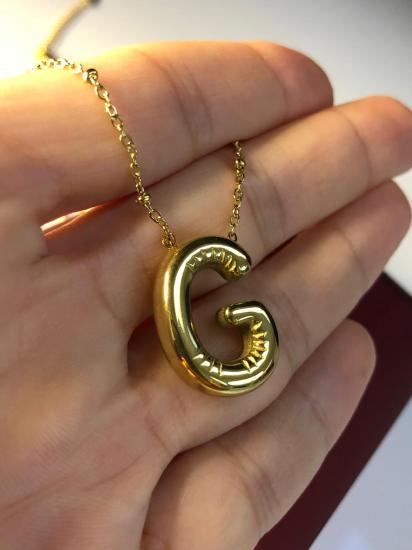 Balon G Harf Kolye Paslanmaz Çelik Sarı Renk • Işıklı Kutuda • Sevgiliye • Eşe • Anneye Kolye