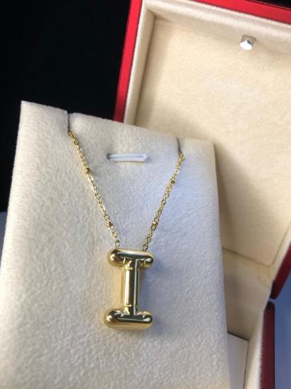 Balon I Harf Kolye Paslanmaz Çelik Sarı Renk • Işıklı Kutuda • Sevgiliye • Eşe • Anneye Kolye