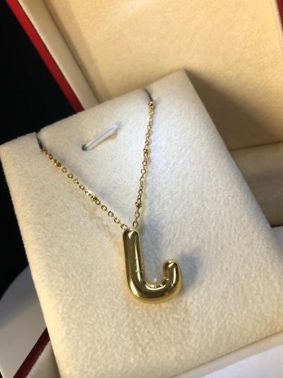 Balon J Harf Kolye Paslanmaz Çelik Sarı Renk • Işıklı Kutuda • Sevgiliye • Eşe • Anneye Kolye