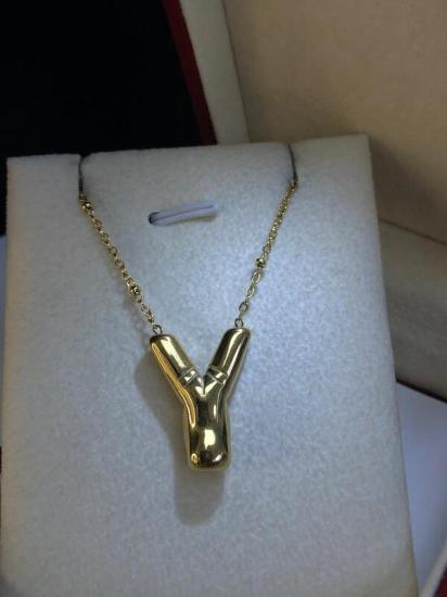 Balon Y Harf Kolye Paslanmaz Çelik Sarı Renk • Işıklı Kutuda • Sevgiliye • Eşe • Anneye Kolye