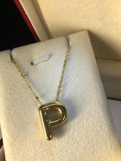 Balon P Harf Kolye Paslanmaz Çelik Sarı Renk • Işıklı Kutuda • Sevgiliye • Eşe • Anneye Kolye