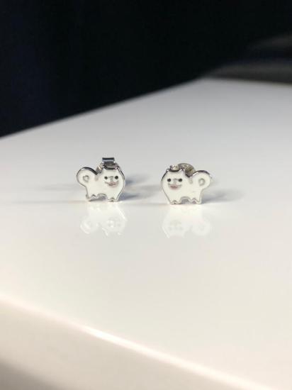 Vog Mine İşlemeli 925 Ayar Gümüş Pomeranian V Helo Kitty Model Hediyelik Çocuk,Bebek Küpesi