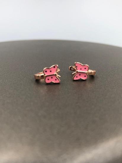 Vog Mine İşlemeli 925 Ayar Gümüş Kelebek Model Hediyelik Çocuk,Bebek Küpesi