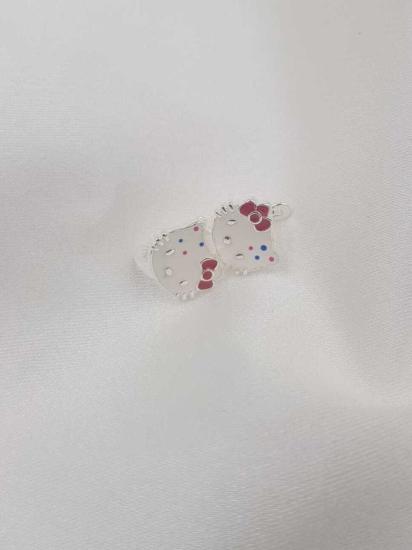 Vog Mine İşlemeli 925 Ayar Gümüş Hello Kitty Kedicik Hediyelik Çocuk,Bebek Küpesi