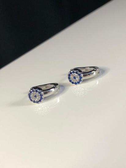 Vog Mine İşlemeli 925 Ayar Gümüş Nazar Gözlü Model Hediyelik Çocuk,Bebek Küpesi