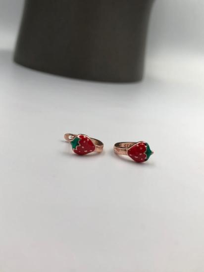 Vog Mine İşlemeli 925 Ayar Gümüş Çilek Model Hediyelik Çocuk,Bebek Küpesi