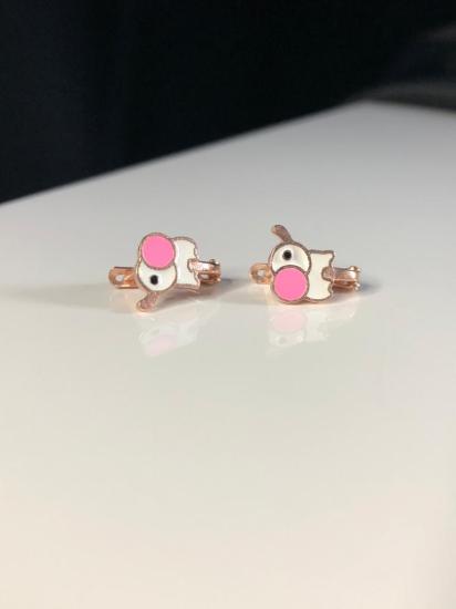 Kız Çocuk Gümüş Küpe - Mine İşlemeli Sevimli Fil Model Hediyelik Çocuk • Bebek Küpesi