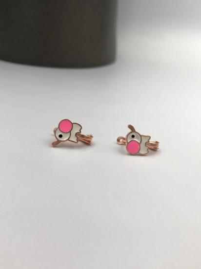 Kız Çocuk Gümüş Küpe - Mine İşlemeli Sevimli Fil Model Hediyelik Çocuk • Bebek Küpesi