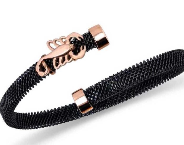 Vog 14 K Altın Akrep Figürlü Tasarım Yassı Çelik Sevgiliye,Babaya,Eşe Bileklik