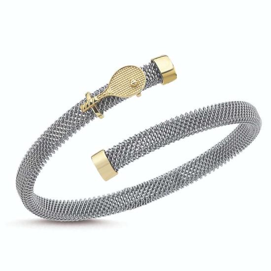 Vog 14 Ayar (585) Altın Tenis Raketi Tasarım Yassı Çelik Bileklik