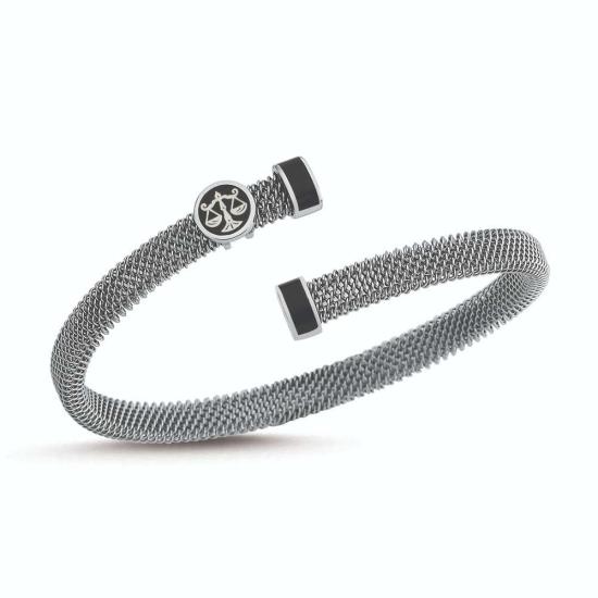 Vog 14 Ayar ( 585)Altın  Hakim V Avukat  Adalet Terazisi Logolu Tasarım Yassı Çelik Bileklik