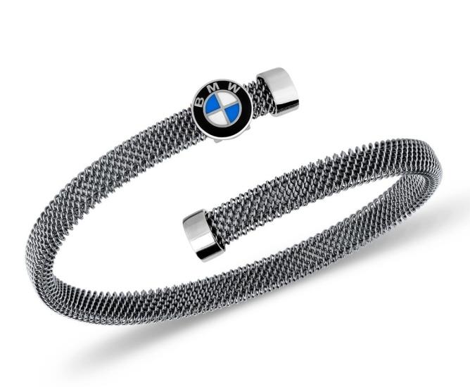Vog 14 Ayar (585) Altın Bmw Logolu Tasarım Yassı Çelik Bileklik Sevgiliye Eşe Babaya Hediye Bileklik