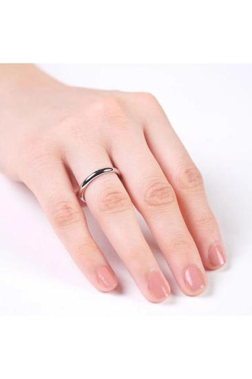 Vog Kişiye Özel İsim Yazılan 3mm Süper Ince Bombeli Rose Renk Çelik Alyans Yüzük