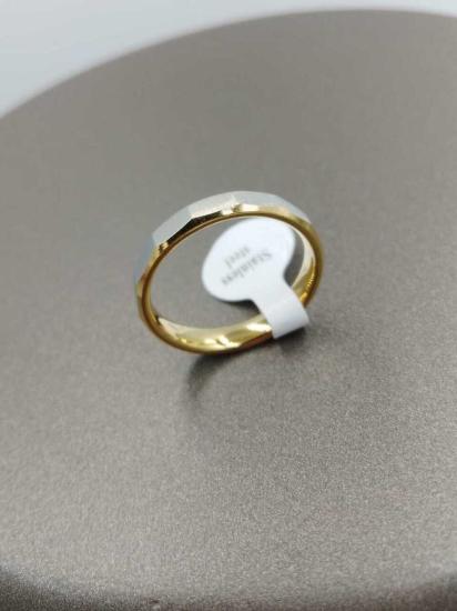 Vog Kişiye Özel 1. Sınıf Vip Çelik 4Mm Prizma Desen Model Unisex Çift Renk Çelik Alyans