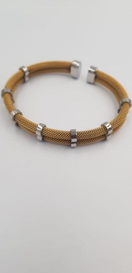 Vog Çelik Babaya,Sevgiliye,Arkadaşa Sarı V Beyaz Renk Tel Örgü Bileklik,Bilezik