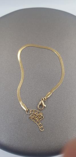 Vog Unisex Vip Özel Seri Italyan Çelik Altın Kaplama İnce  Ezme Model Bileklik