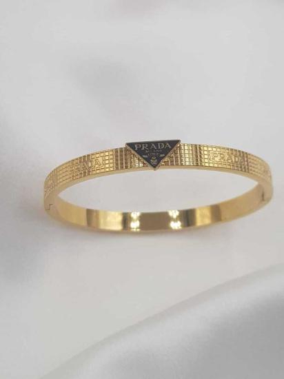 Vog Çelik Prada Tasarım Sarı Renk Sevgiliye,Anneye,Arkadaşa Hediye Bileklik