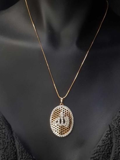 Vog Xuping Vip Bujiteri Tasarım Allah Yazılı Taşlı Sevgiliye,Anneye,Arkadaşa Hediye Kolye