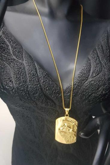 Vog Çelik Xuping Tasarım Sarı Lüks Model Aslan Kafası Sevgiliye,Arkadaşa Hediye Kolye