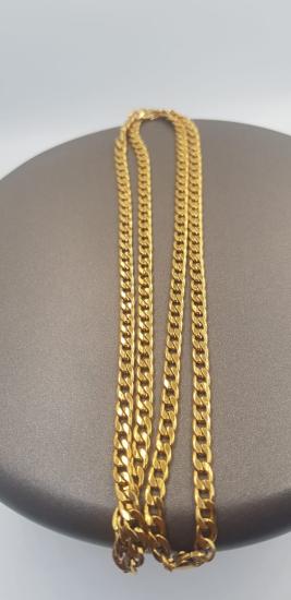 Vog Unisex Vip Çelik Altın Görünümlü 4 Mm Gürmet Model Zincir Kolye
