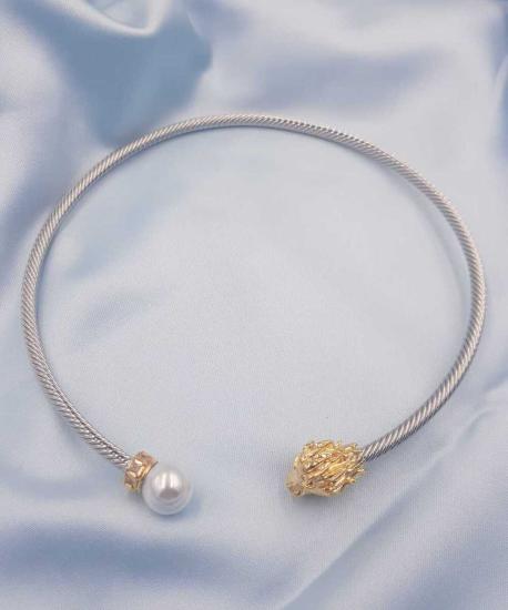 Vog Xuping Çelik Aslan V İnci Detaylı Şık Tasarım Sevgiliye,Anneye,Arkadaşa Hediye Kolye,Gerdanlık