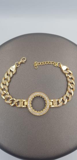 Vog Çeyrek Ve Gram Takılan Altın Kaplama Taşlı Gürmet Zincirli Bileklik