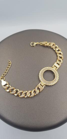 Vog Çeyrek Ve Gram Takılan Altın Kaplama Taşlı Gürmet Zincirli Bileklik