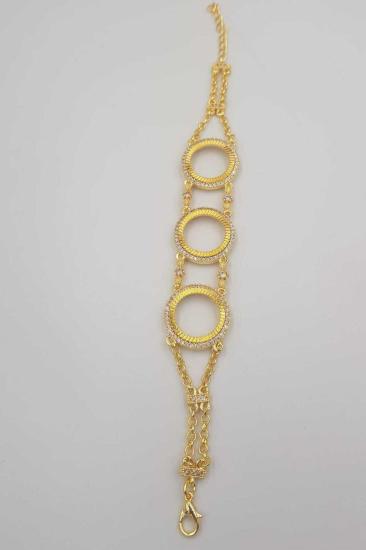 Vog 3’Lü Çeyrek V Gram Takılan 24 Ayar Altın Kaplama Taşlı Şık Tasarım Bileklik