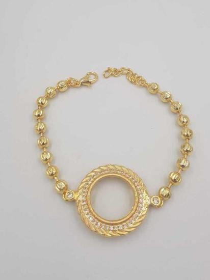 Vog Çeyrek Ve Gram Takılan 24 Ayar Altın Kaplama Kalemli Dorika Toplu Bileklik 